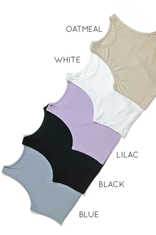 Rib Knit Crop Tank - Oatmeal