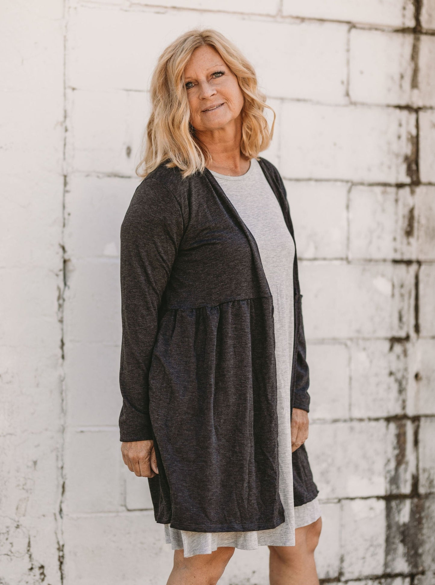 LONG SLEEVE SOLID RUFFLED OPEN CARDIGAN