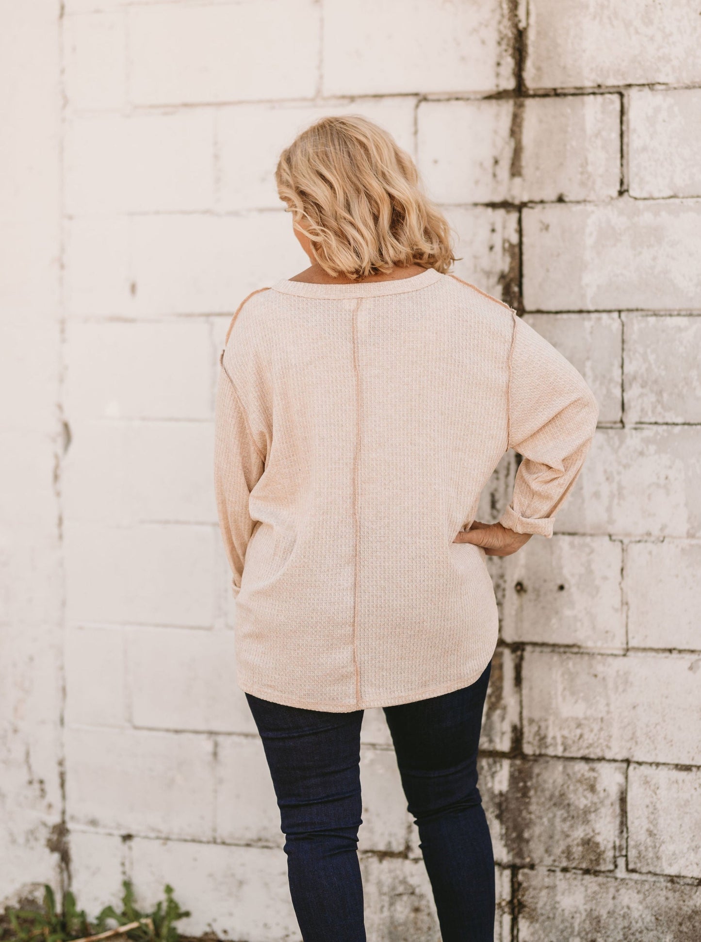 Thermal Waffle Knit Top