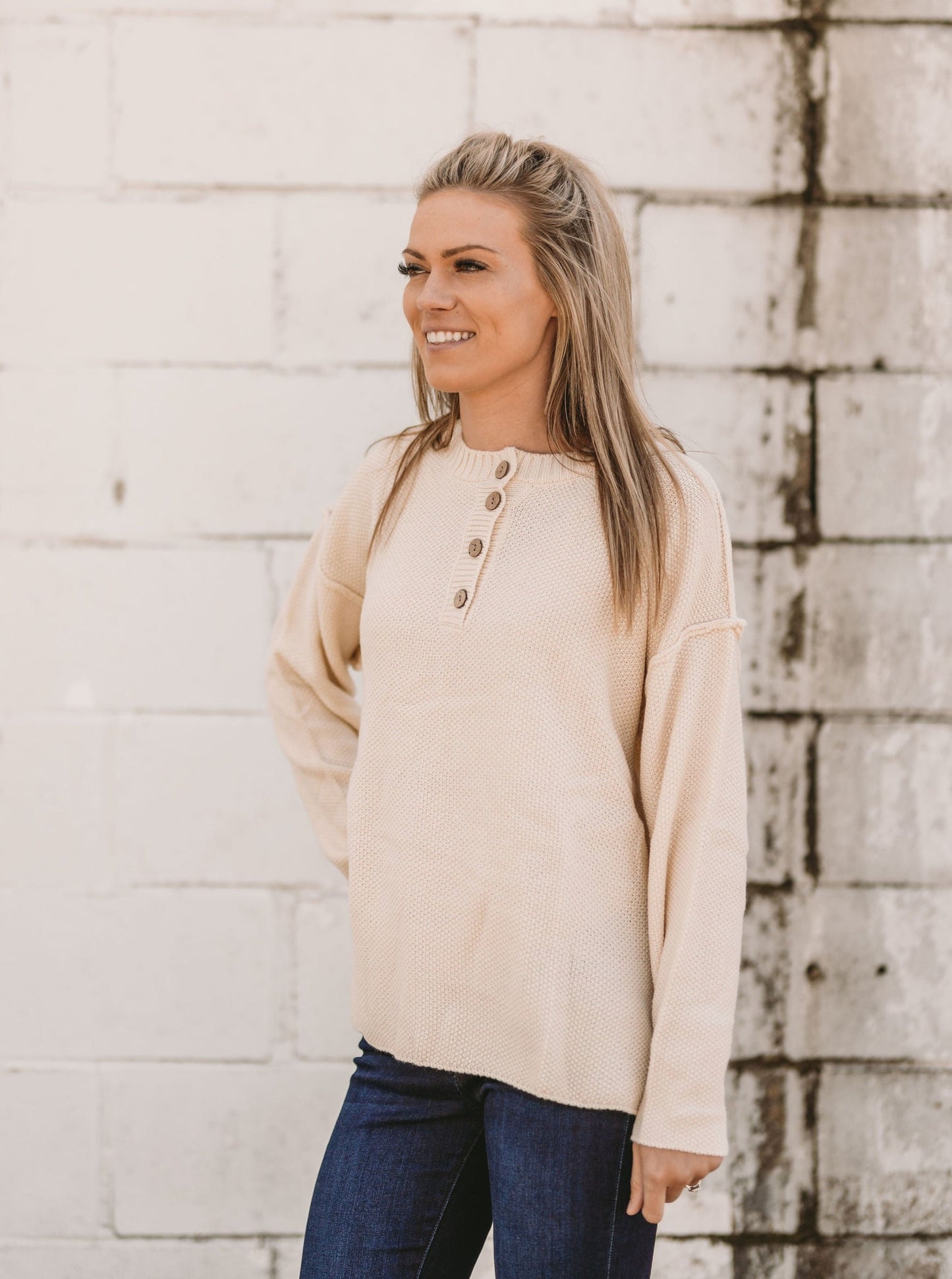 Half Buttoned Knit Sweater