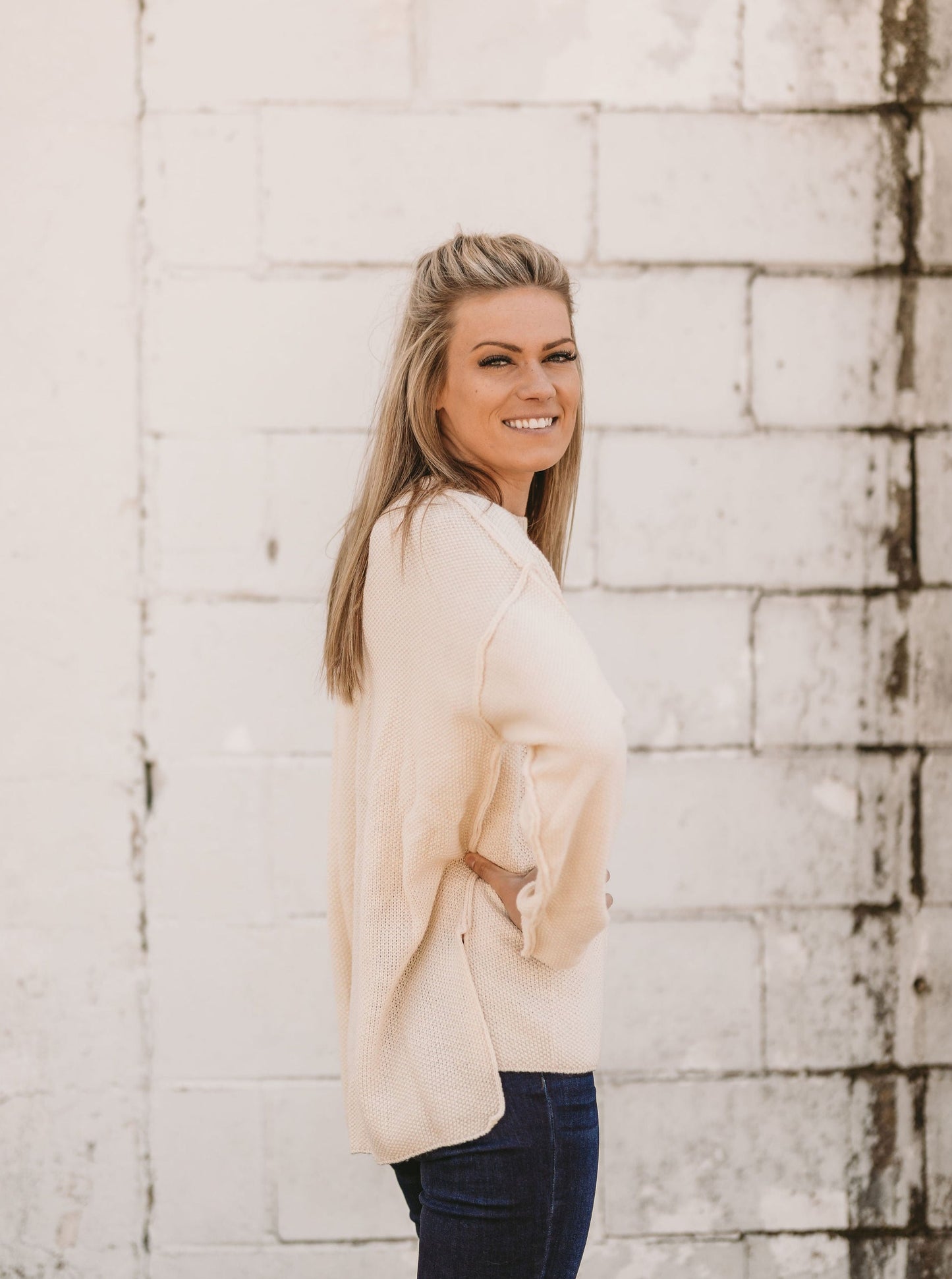 Half Buttoned Knit Sweater