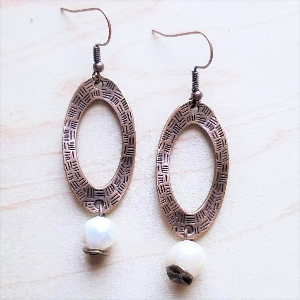 Copper and Freshwater Pearl Earrings