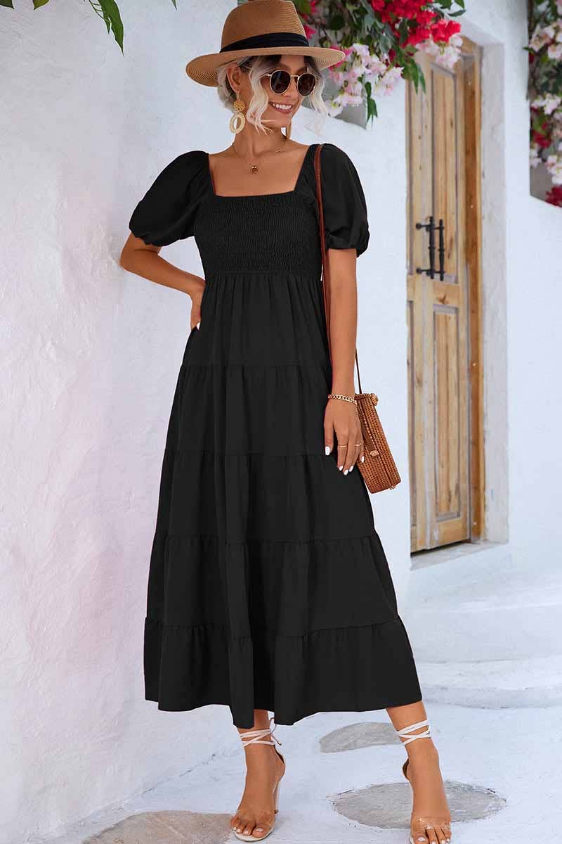 Black Square Neck Maxi Dress