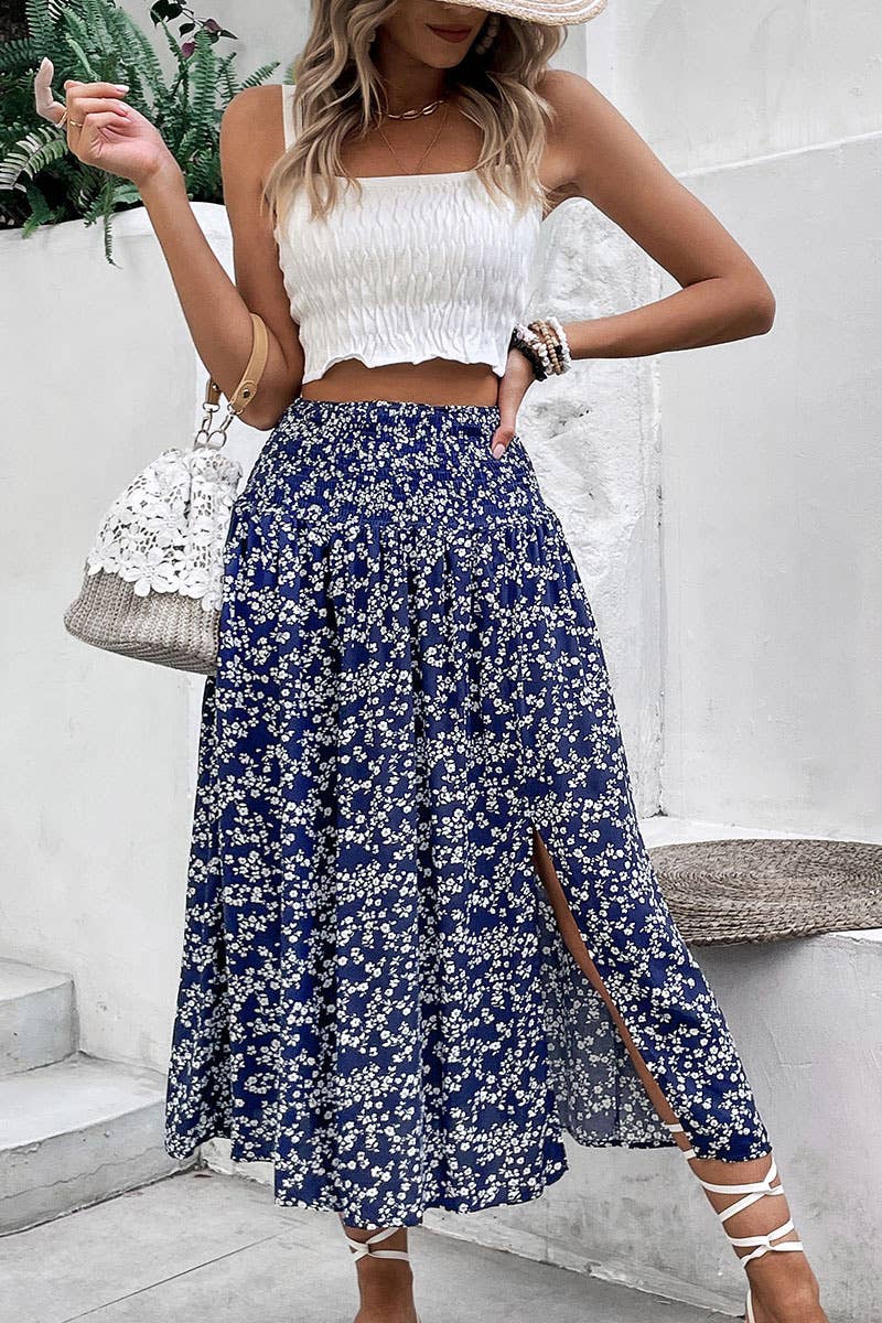 High Waist Floral Skirt