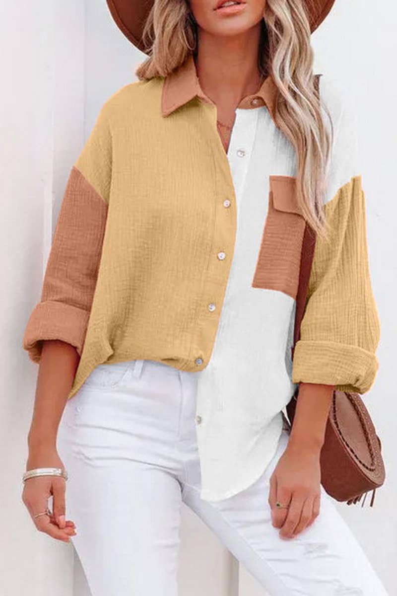 Yellow Color Block Long Sleeve