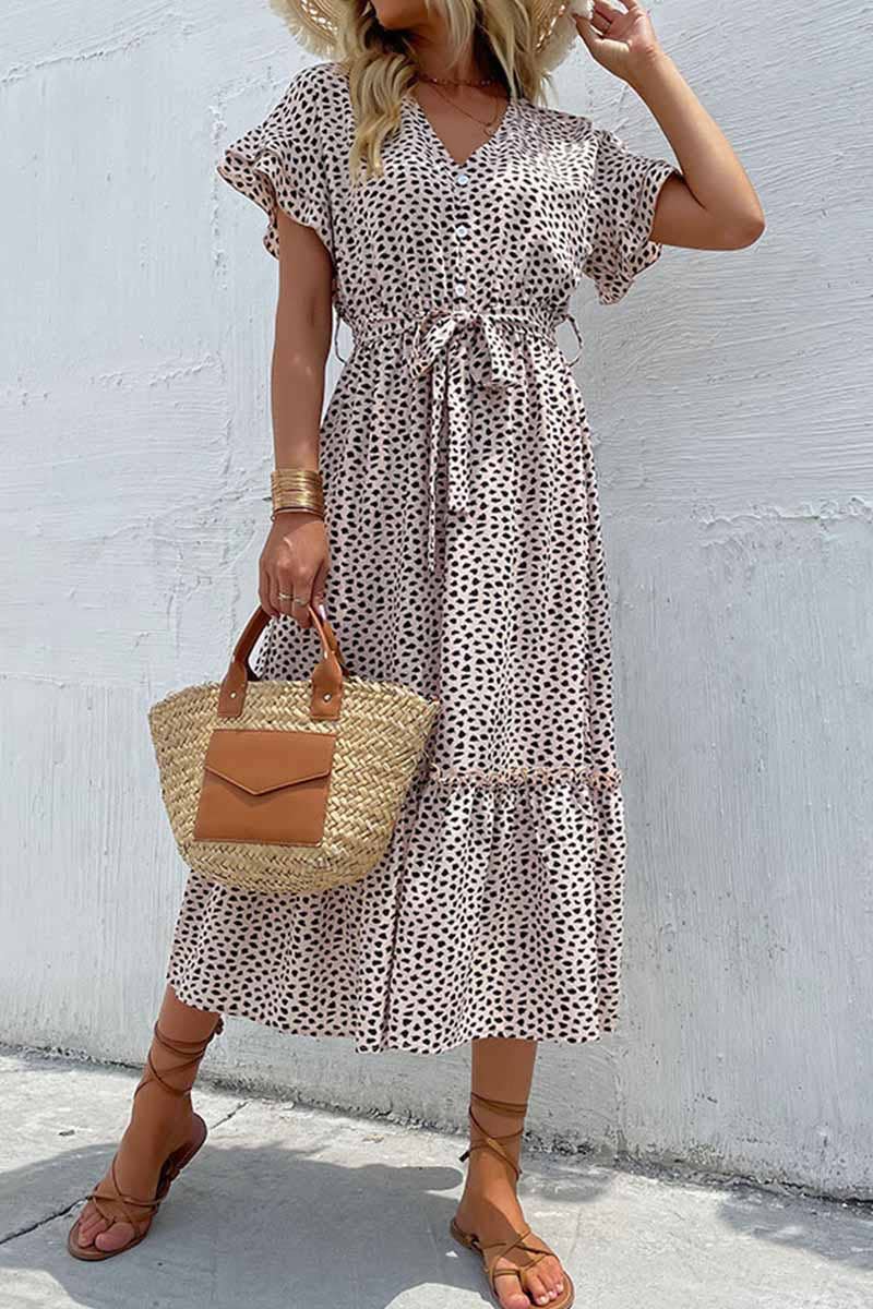 Leopard Pattern Slit Dress