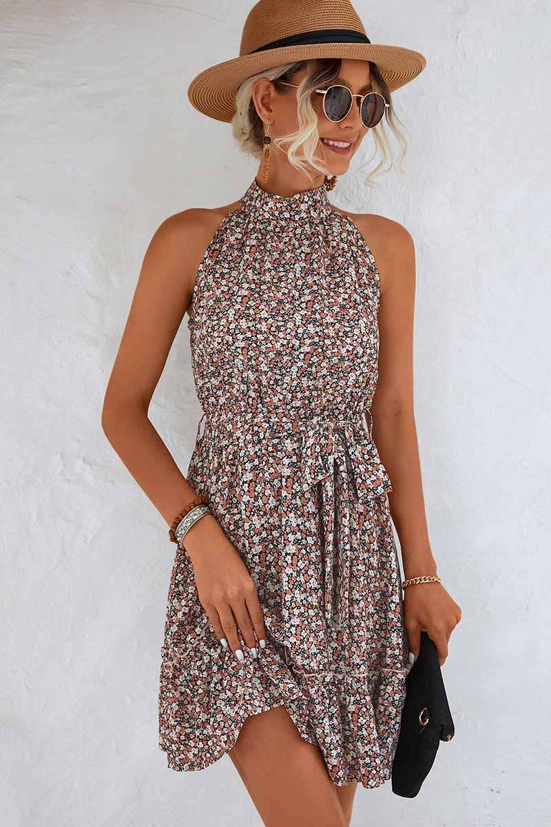 Floral Halter Neck Dress