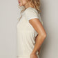 Cream Overlock Stitch V-Neck