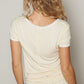 Cream Overlock Stitch V-Neck