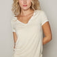 Cream Overlock Stitch V-Neck