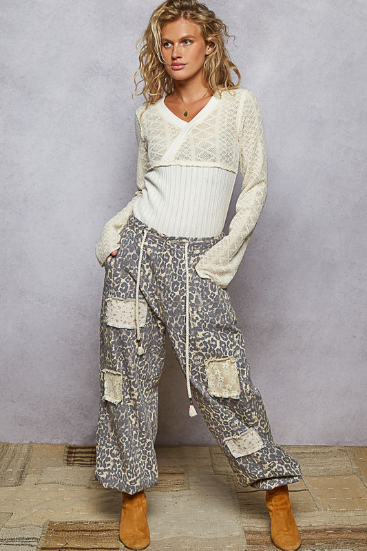 Tan Leopard Twill Pants