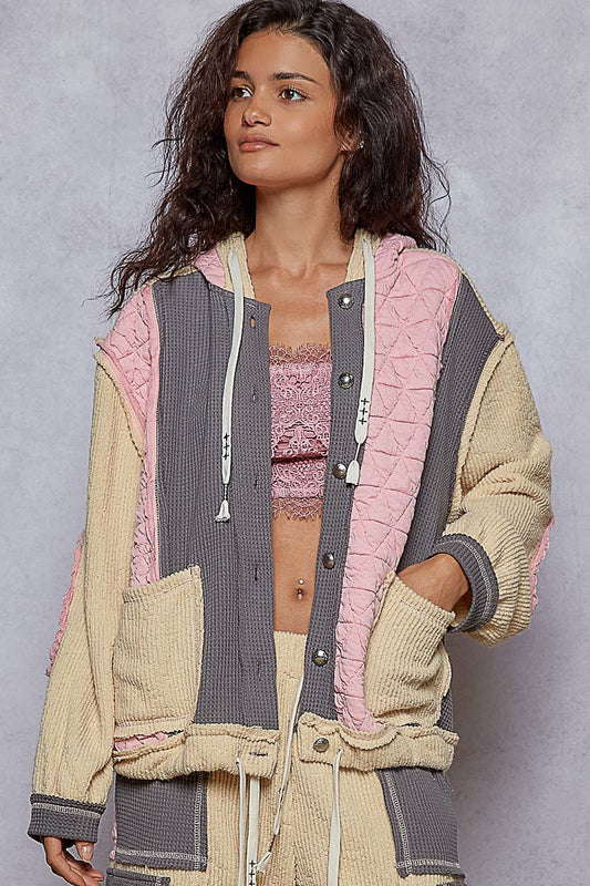 Pink & Grey Oversized Hoodie