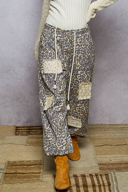 Tan Leopard Twill Pants