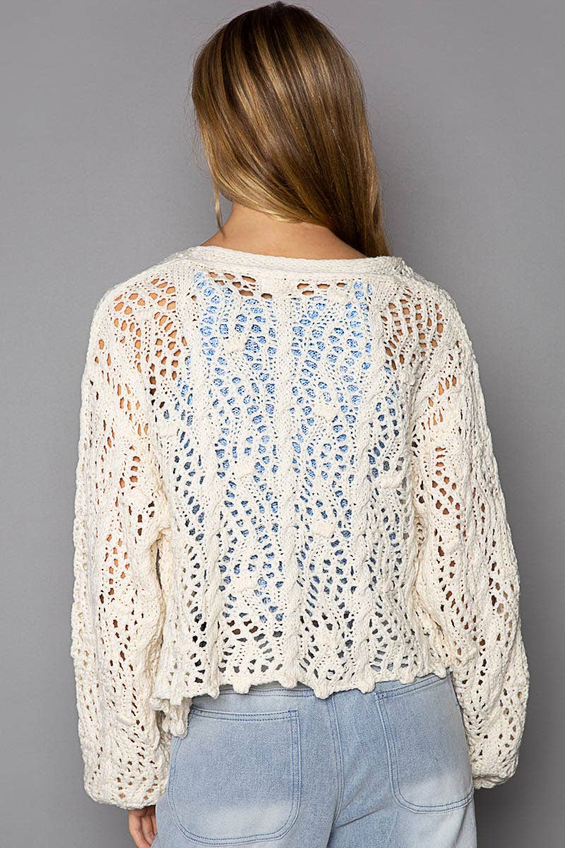 Ivory Oversize Weave Cardigan