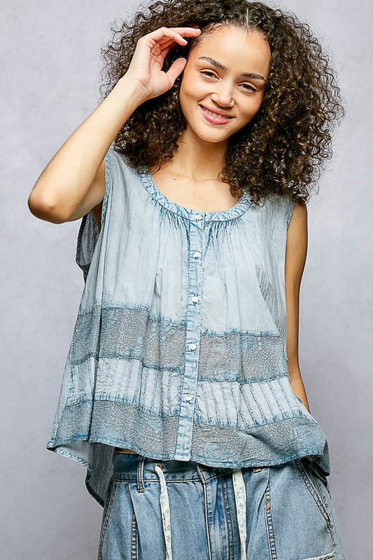 Denim Blue Tank Button Up