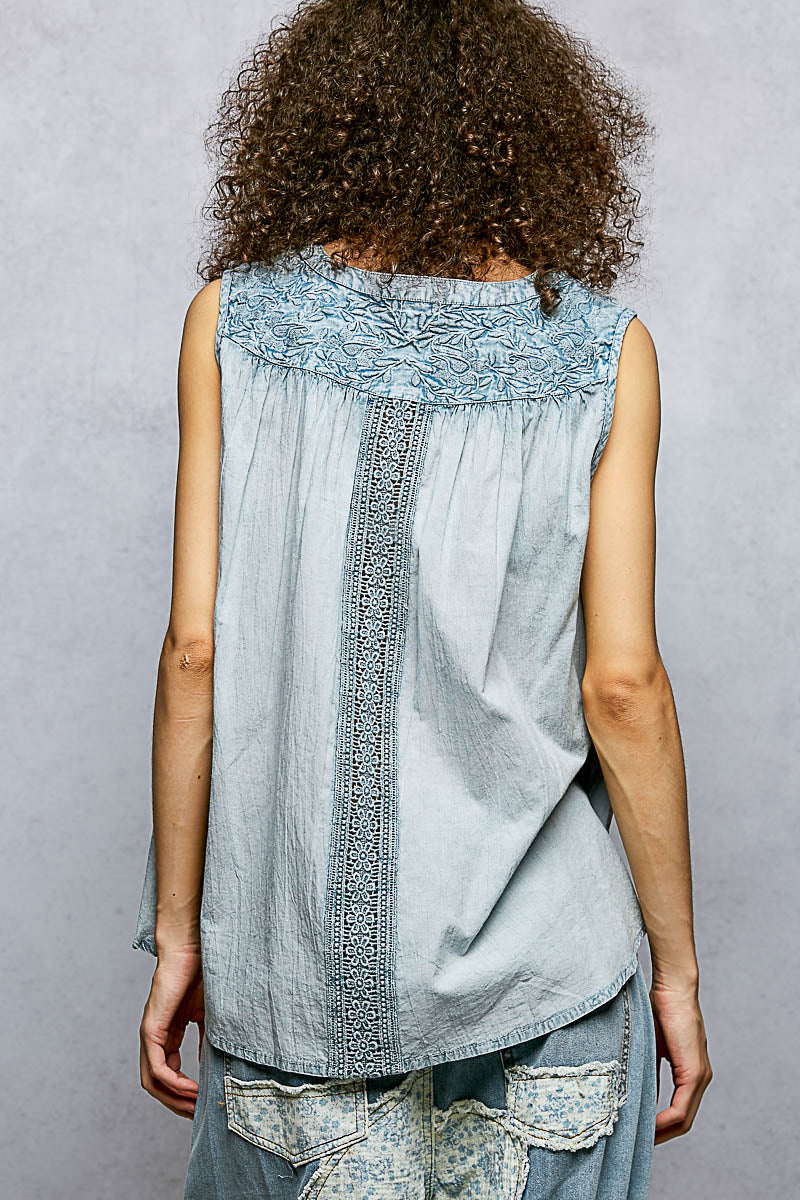 Denim Blue Tank Button Up