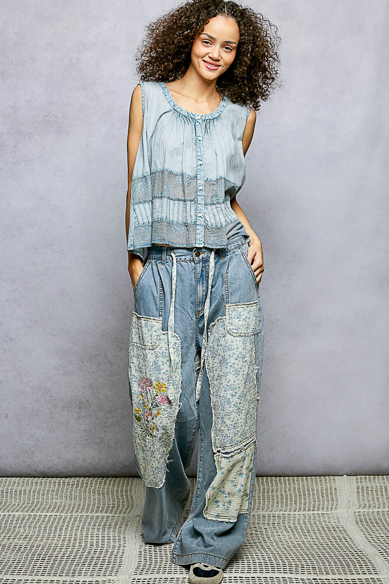 Denim Blue Tank Button Up