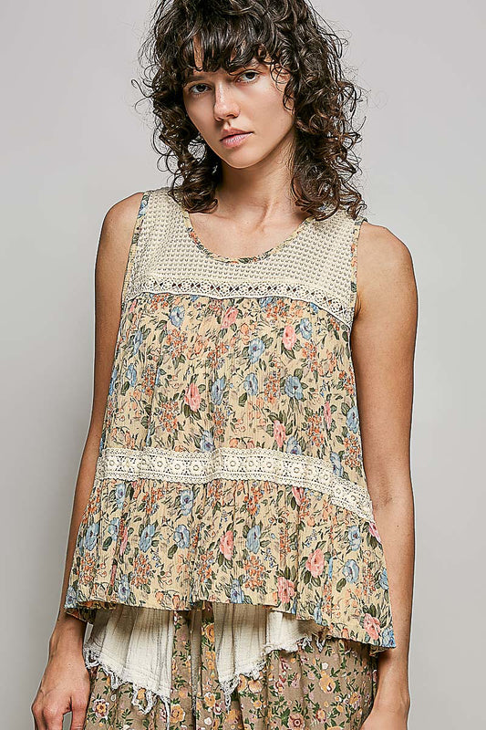 Floral Crinkle Tank