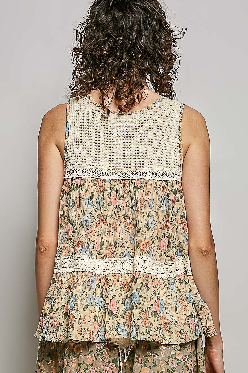 Floral Crinkle Tank