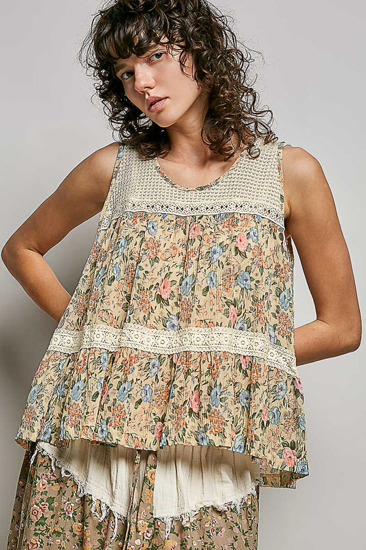 Floral Crinkle Tank