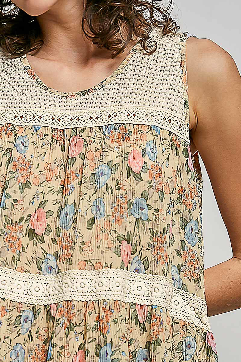 Floral Crinkle Tank