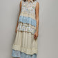 Cream & Blue Collared Midi