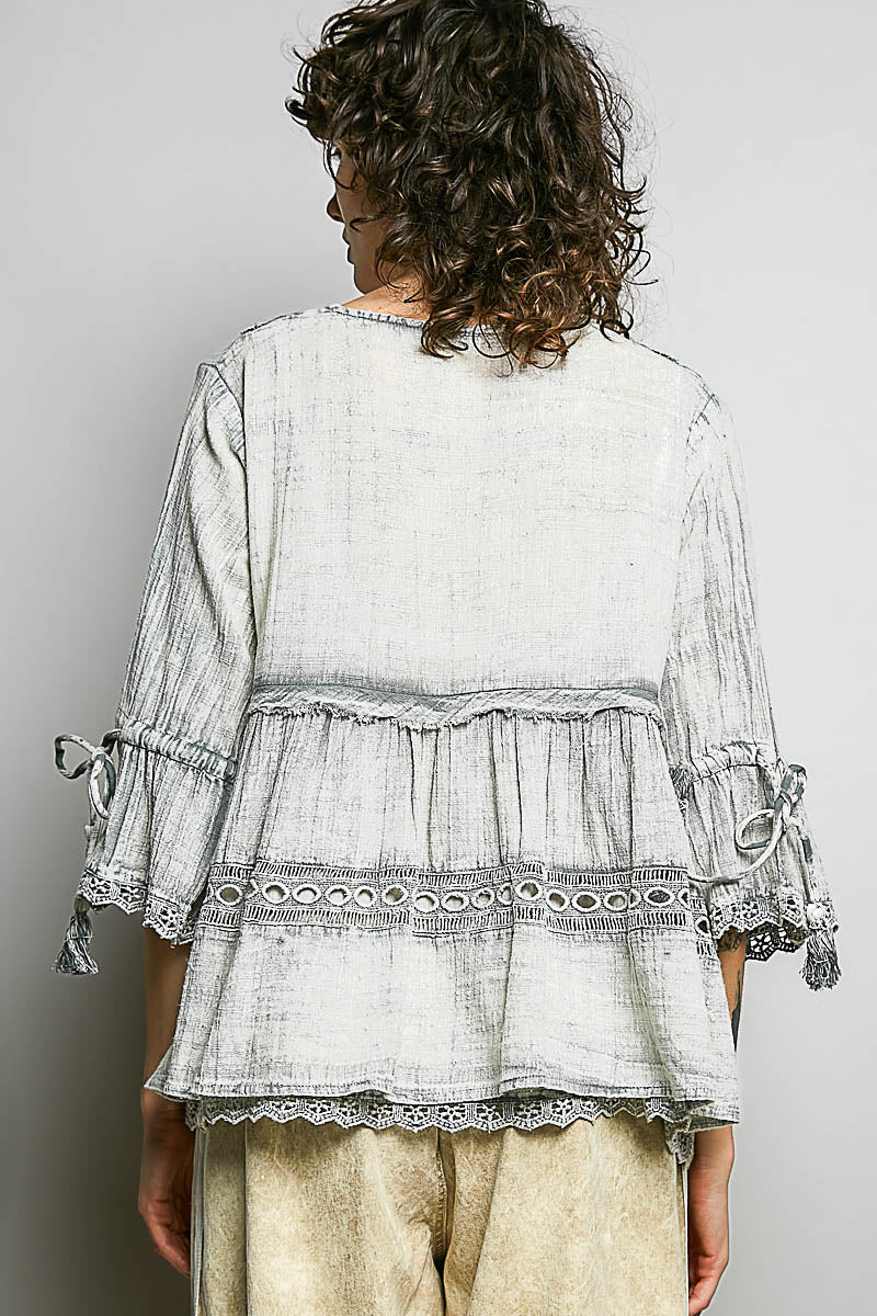 Light Blue Vintage Wash Blouse