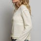 Cream Ribbed Long Sleeve