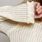 Cream Ribbed Long Sleeve