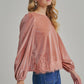 ROMANTIC HOLIDAY VELVET BLOUSE TOP _JLT00304-02: BROWN / S-M-L(2-2-2)
