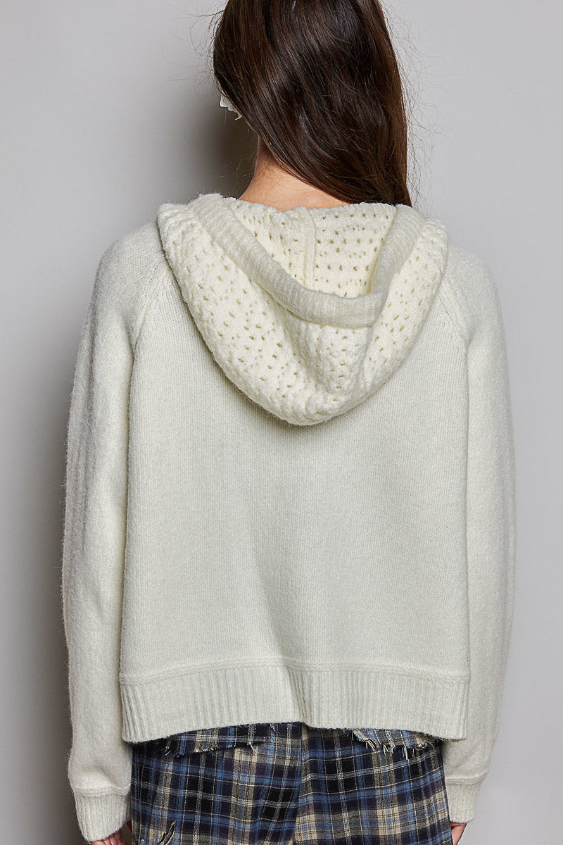 Cream Hoodie Cardigan