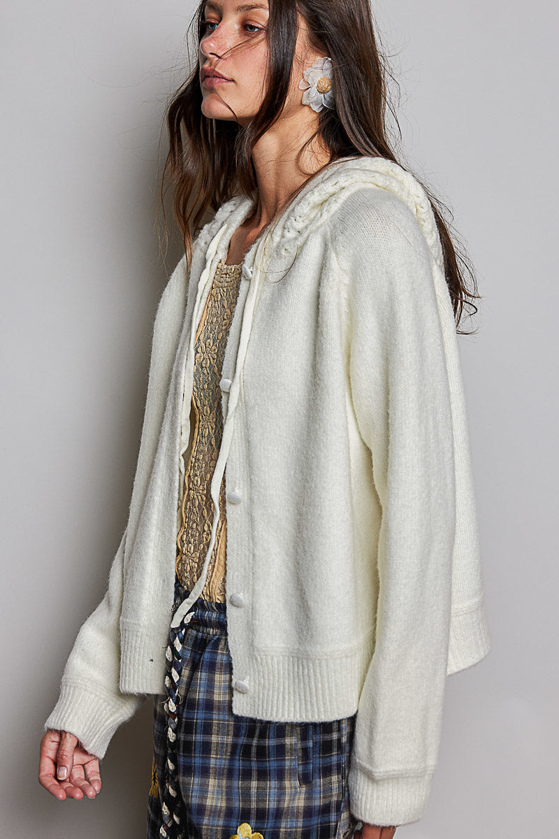 Cream Hoodie Cardigan