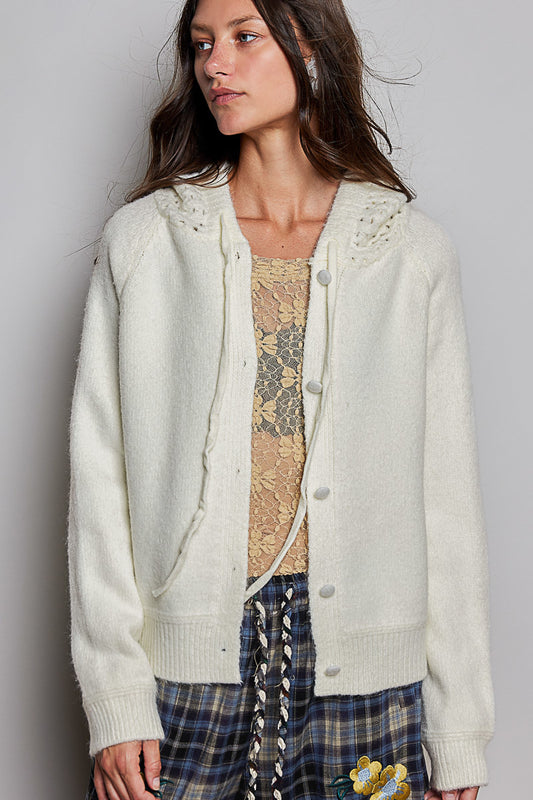 Cream Hoodie Cardigan