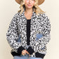 LESW4150-LEOPARD PRINT JACKET WITH DENIM POCKETS: Brown / ONESIZE(6)