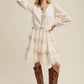 Ecru Tiered Scallop Mini Dress