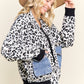 LESW4150-LEOPARD PRINT JACKET WITH DENIM POCKETS: Brown / ONESIZE(6)