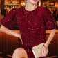 Velvet Sequin Accent Knee Dress VD82073: Grey / L