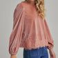 ROMANTIC HOLIDAY VELVET BLOUSE TOP _JLT00304-02: BROWN / S-M-L(2-2-2)