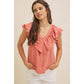 Terracotta Ruffle Blouse