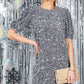 Velvet Sequin Accent Knee Dress VD82073: Grey / L