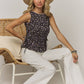 SLEEVELESS FLORAL SMOCKED BLOUSE - LET4355: LAVENDER / S-M-L(2-2-2)