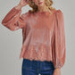 ROMANTIC HOLIDAY VELVET BLOUSE TOP _JLT00304-02: HUNTER / S-M-L(2-2-2)