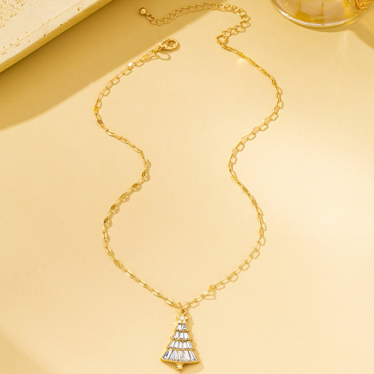 Christmas Tree Baguette Crystal Necklace | 80N93293: GOLD