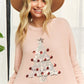 LESW3791-CHRISTMAS TREE GLITTER SWEATER TOP: Hunter Green / S-M-L(2-2-2)