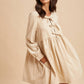 BOW TIE CORDUROY MINI DRESS: OLIVE / S