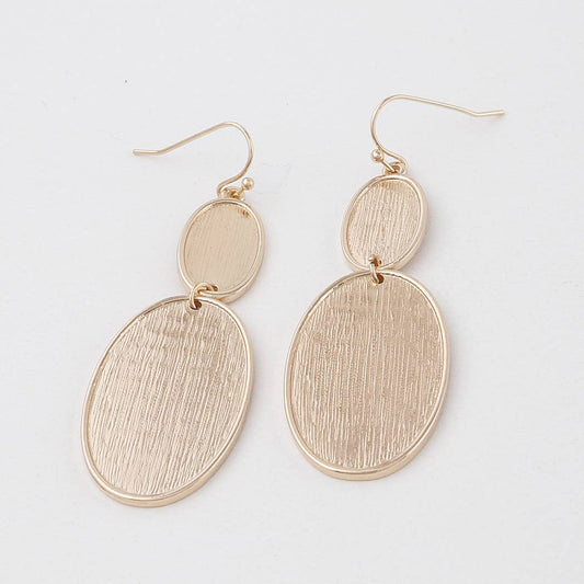 Gold Oval Drop Earrings