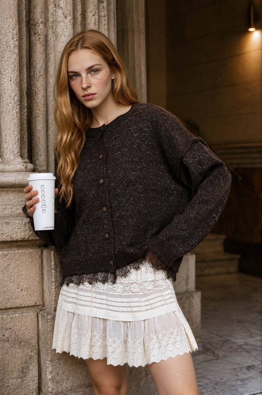 Dark Brown Lace Sweater