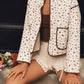 FLORAL PRINT SNAP BUTTON QUILTED JACKET: CREAM