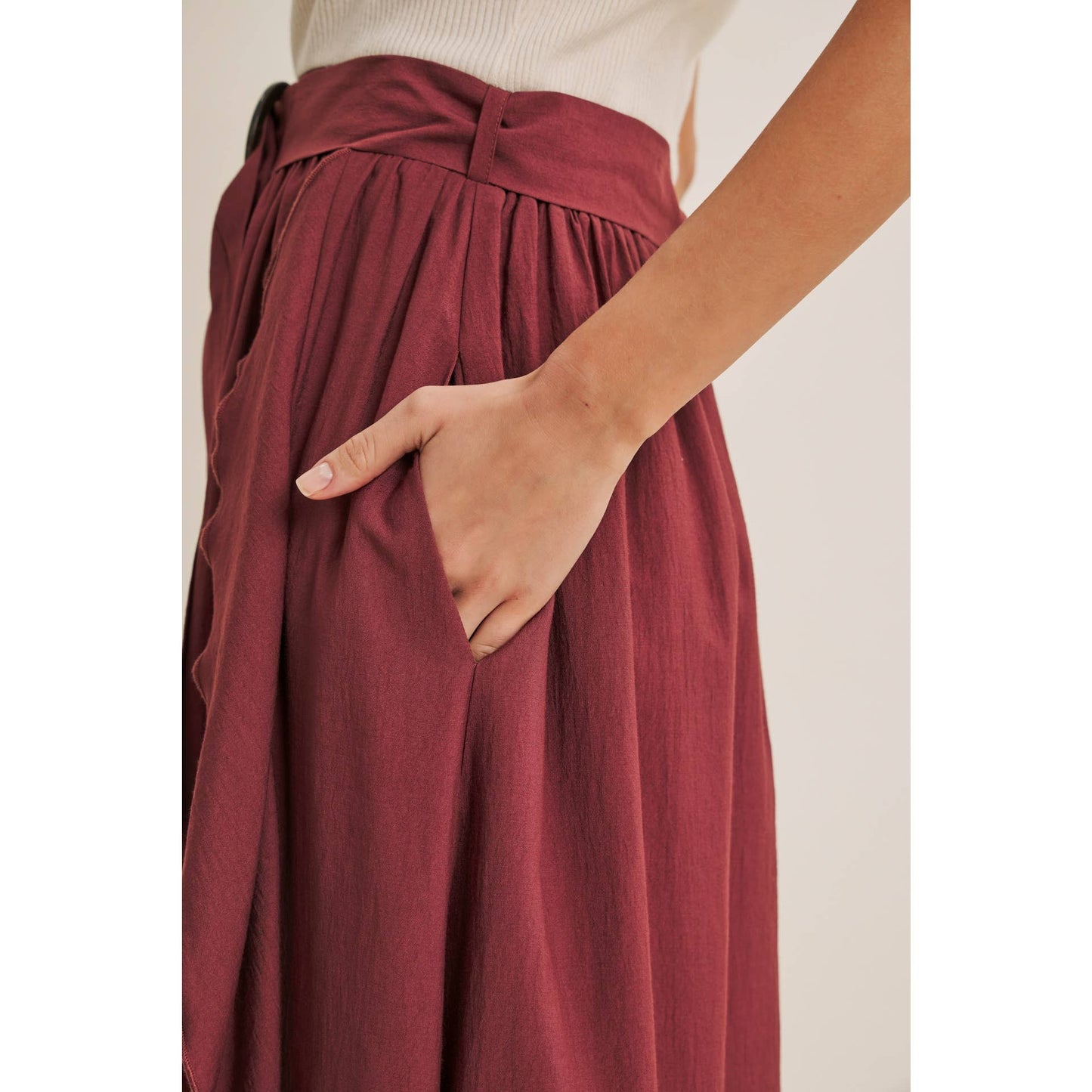 RUSTIC WEEKEND TWOFER MAXI DRESS WITH CASCADING RUFFLES: COCONUT BROWN / S