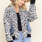 LESW4150-LEOPARD PRINT JACKET WITH DENIM POCKETS: Brown / ONESIZE(6)